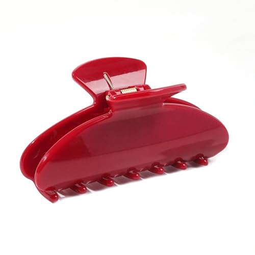 Cherry Red Hair Claw Clips for Women Premium PC Material for Long-Term Use 4.1 Inch Big Strong Hold No Slip Hair Clips for Thick or Thin Hair Includes 2 Black Satin Scrunchies