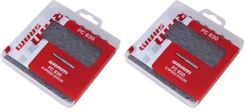 Sram PC 830 Power Chain II Chaîne 1 pièce 8 vitesses 114 maillons Gris (Lot de 2)
