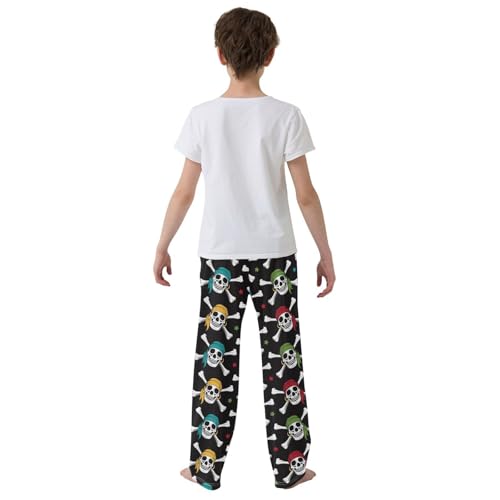 ZZKKO Colored Skulls Pirates Boys Pants for Kids Jogger Pants with Pockets S-XL3