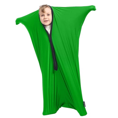 Image of Sensory Body Sock for Adults, Extra Large Compression Sack 30 * 68 inch, Soft Fabric with Strong Stitching and Snap Closures (Vivid Green)