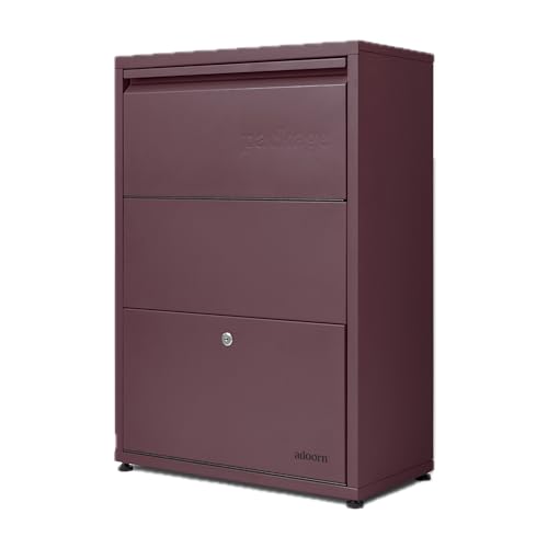 Image of Adoorn Package Delivery Boxes for Outside - Small Anti-Theft Secure Package Box - Free Standing Parcel Drop Box - Weatherproof Construction - Durable Steel - 29.5 inch H x 20.5 inch W x 10.5 inch D - Malbec