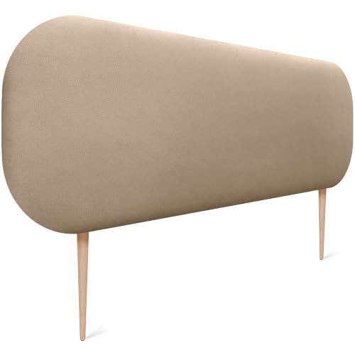 DHOME Cabecero Tapizado Curvo Liso Polipiel 50cm Altura con Patas para Pared Acústicos Cabeceros Absorbentes Cabezal Cama Dormitorio (Champán, 150cm)