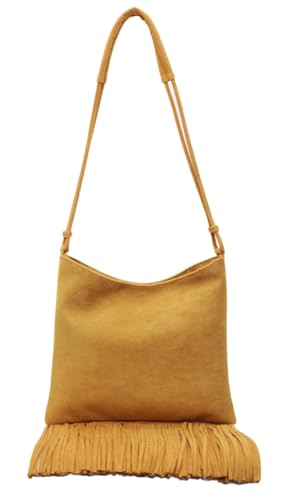 Small Crossbody Hobo Bags for Women Suede Boho Fringe Purse Underarm Satchels Shoulder Bag Vegan Western Country Purse 2025