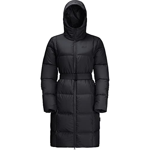 Jack Wolfskin Warmer Daunenmantel mit integriertem Gürtel, black, L