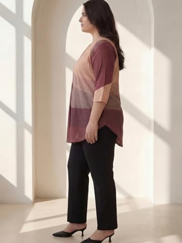 Image of AMYDUS Plus Size Women Printed Top | Centre Pleat for Tummy Flaws | Cloud Soft Fabric | V-Neck | High-Low Hem | Complete Hip Coverage | Plus Size Tops for Women | XL to 9XL