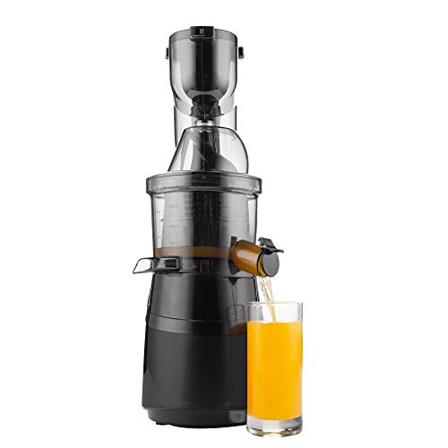 Caynel Slow Masticating Juicer Cold Press Extractor with 3" Wide Chute for Fruits, Vegetables and Herbs, Quiet Durable Motor with Reverse Function, Easy Cleaning High Yield Vertical Juicer, Tritan Material Non-toxic, BPA Free (Black)