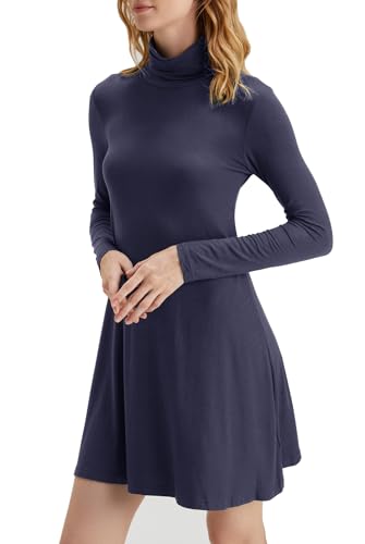 Image of KEEDONE Women's Long Sleeve Turtleneck Casual Loose T-Shirt Dresses