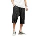 YOUCAI Pantalon 3/4 Baggy Décontracté avec 2 Poches Homme Pantalon de Loisir, Taille Élastique, Pantalon Capri, Confortable Et Respirant, Bermuda Pantacourt Eté,3/4 Noir,XXL