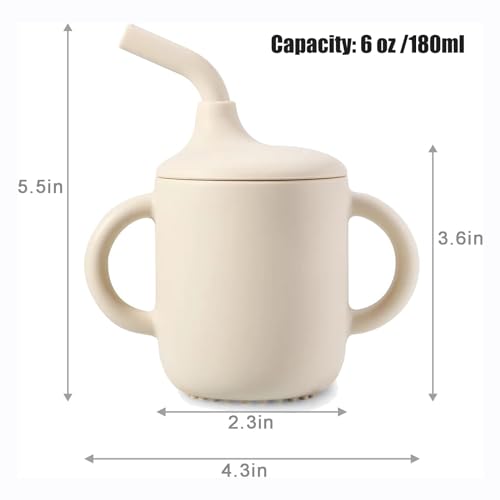 Pandaear CUP2PCS 2 Pack 100% Tiny Silicone Drinking Training Cup With Handles & Straw For Baby And Toddler thumb #3