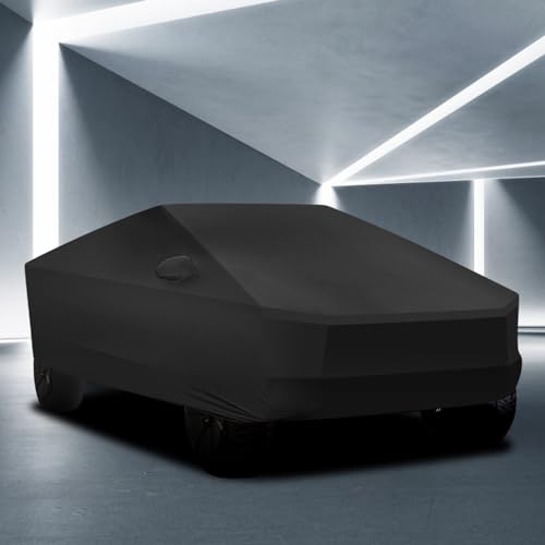 Image of Indoor Car Cover for Tesla Cybertruck, Windproof Dustproof UV Protection Automobiles Full Car Cover for Car Shows and Underground Garage, with Storage Bag, Black