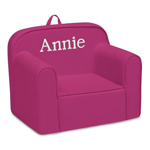 Image of Delta Children Personalized Cozee Chair - Customize with Name - Foam Kids Chair for Ages 18 Months and Up, Hot Pink