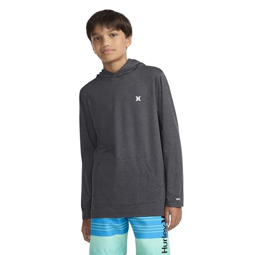 Hurley Boys' Long Sleeve Hooded UPF 50+ Rash Guard Swim Shirt3