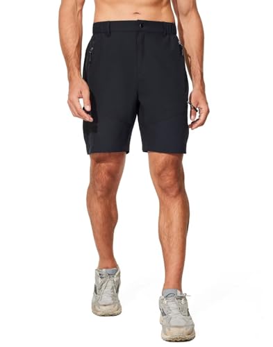 FUWODE Short cargo masculino de caminhada com 5 bolsos com zíper, leve, multibolsos, 9 entrepernas,