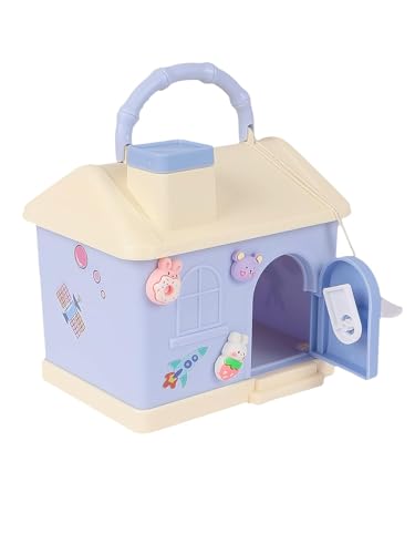 Image of Cute Toy House Money Coin Box with 3D Sticker Metal Piggy Bank with Secure Lock & Keys for Kids, House Shaped Money Saving Coin Collection Box for Girls (Pack of 1, Multicolour) (Design-4)