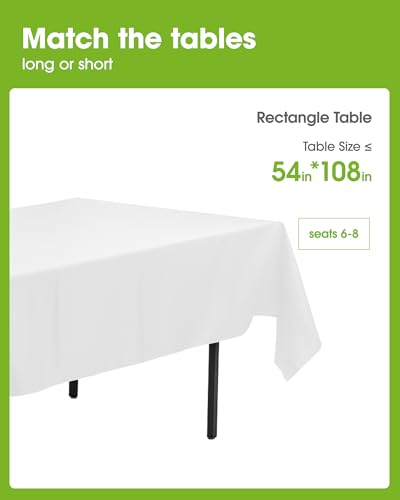 Image of Pureegg Plastic Table Cloth 20 Pack, 54 x 108 Inch Disposable Table Cloths for Party, Picnic and Wedding, Rectangle, White