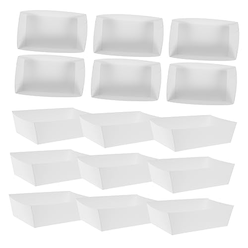 COLLBATH 100Pcs Paper Snack Containers Boat Shaped Takeout Boxes for French Fries Popcorn Nuts Greaseproof Food Holders for Parties Picnics and Events
