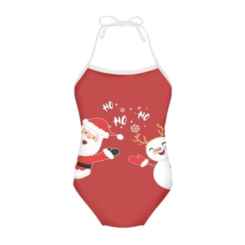 Image of Girls Christmas Halter Modest One Piece Swimsuit Hawaiian Summer Beach Swimwear 3-10 Years