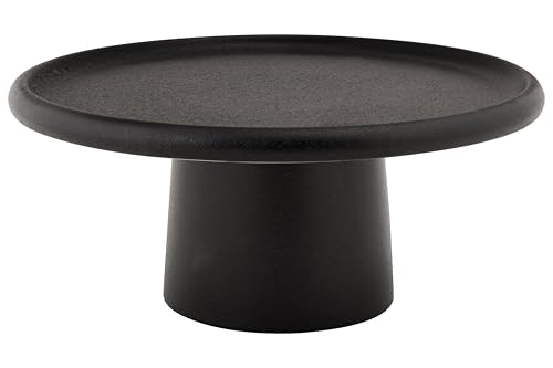 Cosy & Trendy Ellips Tortenplatte auf Fuß, Steingut, Schwarz, D21 x 9 cm