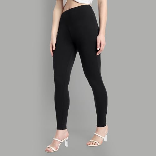 Image of ONE SKY Women Full Length Leggings | Cotton Modal Spandex Blend | High Waist Stretchable & Bio-Washed Fabric | Colour-Lock Technology | Comfortable Leggings for Women