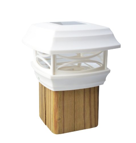 Moonrays 91254 Solar LED Post Cap Light, Fits Standard  4-inch x 4-inch  Wooden Posts, Plastic, WHITE