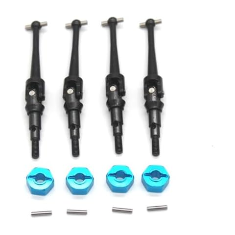 RWLZLB F/R Metal Steel Drive Shaft＆Hex Wheel Hubs Hex Adapter for Hyper Go H16BM 1/16 RC Car Parts, Dog Bone CVD Upgrade Parts for MJX H16GT H16DR H16PL RC Car (Black Drive Shaft＆Blue Coupler) Cover
