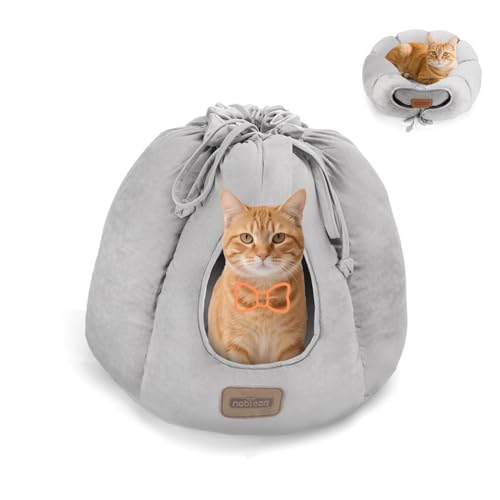 Nobleza Cama Tienda para Gatos 2 en 1, Convertible Cerrada o Abierta, Cueva Mediana Lavable, Casa para Mascotas Interior