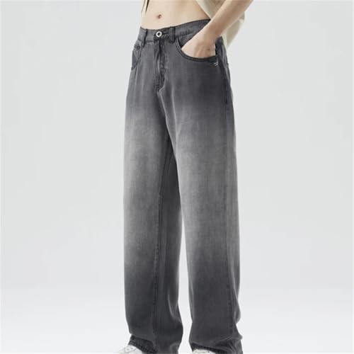 Men's Spring Summer Gradient Denim Jeans Loose Fit Straight Leg Stretch Wide-Leg Casual Trousers4