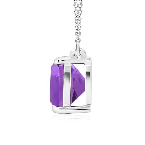 Angara Natural Amethyst Solitaire Pendant Necklace For Women, Girls In 14K White Gold 18 Inch Chain (Grade-Aaa|Size-8Mm) | February Birthstone | Jewelry Gift For Her | Wedding | Anniversary #TOP1