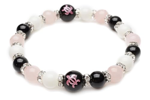 福縁閣 】幸運を運ぶホヌ・目標達成ブレス ローズクォーツ×オニキス