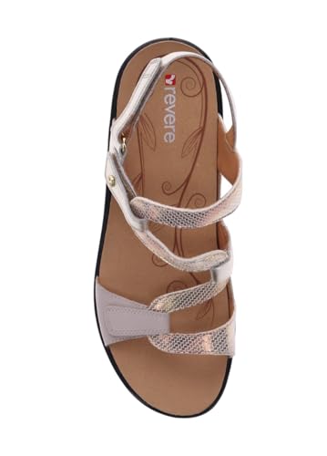 Image of Revere Emerald 3 Women's Sandals - Premium Soft Leather, Adjustable Straps & Contoured Footbed - Orthotic Arch Support for Stylish Comfort & All-Day Wear Mixed Metallic 12-12.5 M US