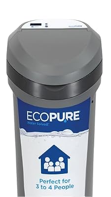 EcoPure EPS120 Whole House Water Softener for Medium Households (3-4 People) – AutoSense AI Efficiency Compact Cabinet Design