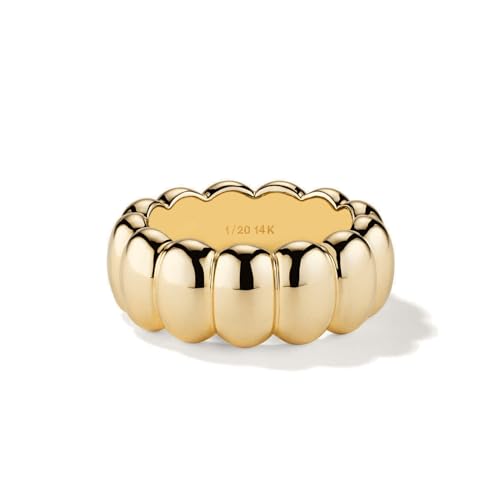 NOKMIT Chunky Gold Statement Rings for Women 14K Gold Silver Tone Cute Puffy Dome Croissant Thumb Band High Polished Smooth Comfort Fit Size 5-10