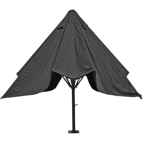 Madera Luxus Sonnenschirm XXL 5x5 m, Marktschirm Ø 7,2 m, Alu-Mast Ø10 cm, Wasserabweisend Polyester, für Terrasse Garten Gastronomie, inkl. Befestigungsplatte (Anthrazit)