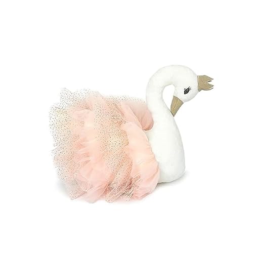 Image of MON AMI Princess Swan Shaped Decor Pillow – 14x12”, Plush Nursery Décor, Swan Stuffed Animal, Fluffy Decorative Throw Pillow
