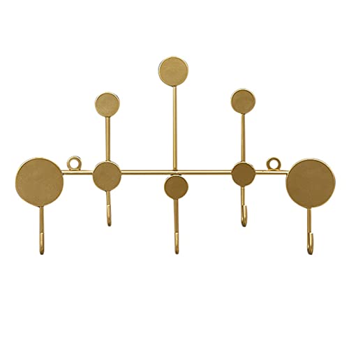 Tongdejing Perchero montado en la pared, estilo nórdico montado en la pared con 5 ganchos, fácil de instalar, perchero de hierro (dorado)