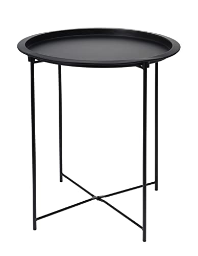 Spetebo Metall Beistelltisch schwarz mit Tablett - 51 x 47 cm - Design...