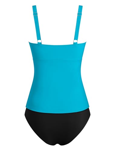 Image of ZAFUL Tankini Swimsuits for Women Tummy Control High Waisted Twist Front Ruched Two Piece Bathing Suit