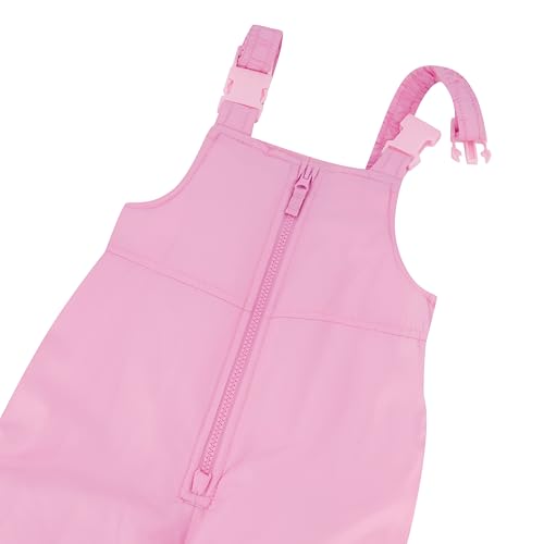 Image of LONDON FOG Girls' Two-Piece Winter Snowsuit Skibib and Fleece Lined Puffer Jacket, Pink Colorblock, 3T