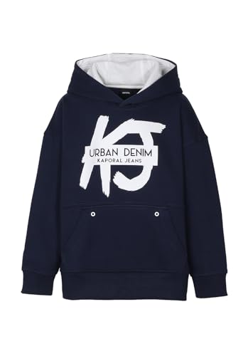 Kaporal, Sweatshirt pour Garcon, Coupe Confort, Manches Longues, Col Capuche, Modèle Mix, Couleur Navy, Taille 16 Ans