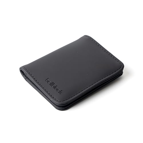 Image of Bellblock Minimal Card Holder for Men /Women | Slim Handcrafted Mens Card Wallet | Upto 7 Cards & Folded Cash | Vegan Leather | Black (Pack of 1)