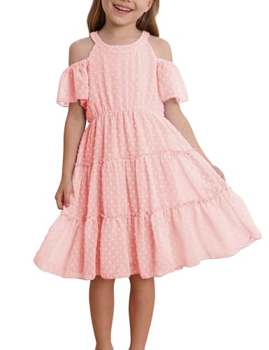 puseky Girls Summer Dress Halter Neck Sundress A-Line Swing Party Dresses for 5-13 Years