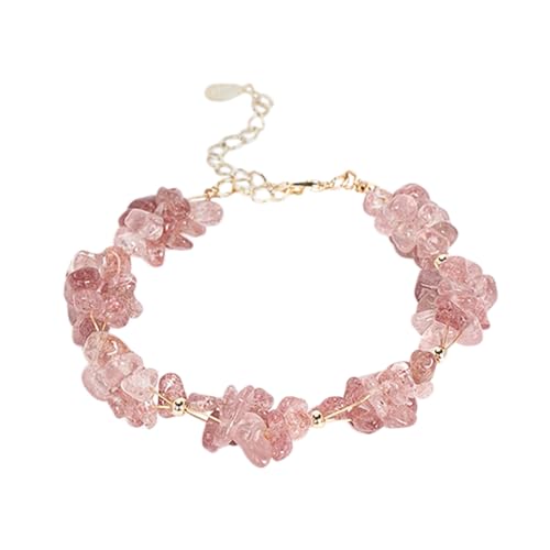 Quartz rose bracelet pour garçon fille et adulte en cristal rose décoratif