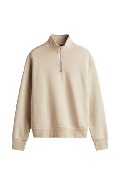 Solid Loose Fit Half Zip Sweatshirt Long Sleeves Winter Wear Hoodie for Men's