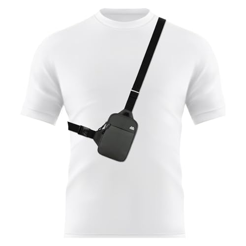 Image of Peicees Mini Crossbody Sling Bag Dual Pocket Water Resistant Running Phone Holder Chest Shoulder Bag for Men Women Travel Gym