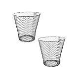 Metal Mesh Wastebasket Trash Can – 2 Pack Durable Steel Wire Mesh Garbage Bin for Home, Office, Bathroom & Bedroom Lightweight Small Trash Bins Open Top Round Design