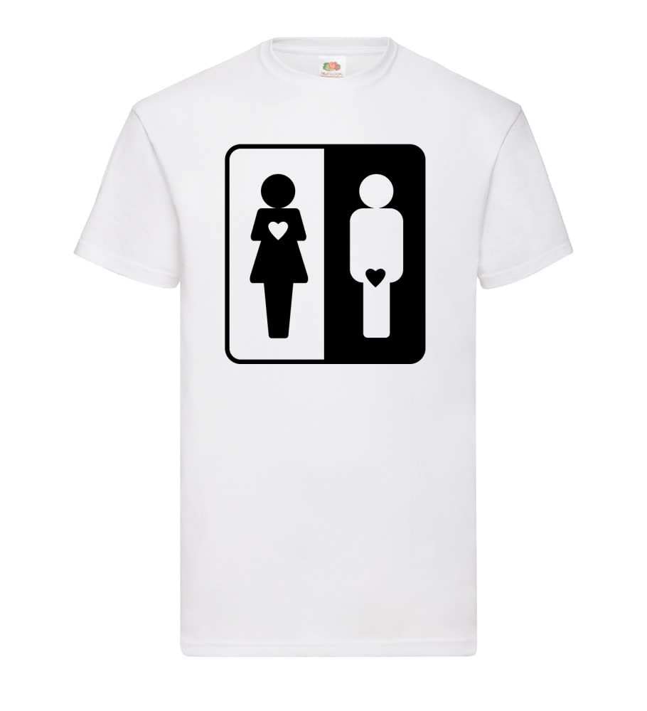 Woman and man with heart men's T-shirt, White, XL