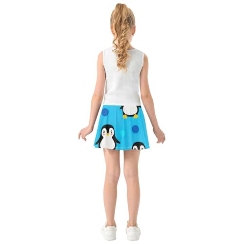 Athletic Shorts for Girls Skorts Toddlers Tennis Skirts Cheer School Skirt Cute Cartoon Penguins Blue 3t4