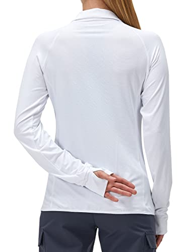Women's Upf 50+ Uv Sun Protection Clothing Long Sleeve Athletic Hiking Shirts Lightweight Spf Zip Up Outdoor Jacket (White,L) #TOP1