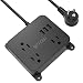 Power Strip with USB, TROND Wall Mountable Outlet Extender with 3 USB Ports, 3 Widely Spaced Outlets, Flat Plug, 4.5ft Extension Cord, for Cruise Ship Hotel Nightstand Office, Black