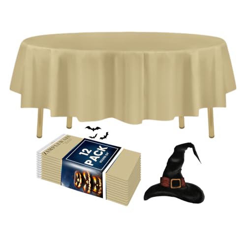 ZIMPLEWARE Premium Plastic Table Cloth Disposable Round 84in. 12 Pack